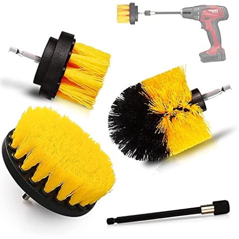 Drill Brushes 4 Pcs, Cleaning Brushes Purpose Drill Clean Household and Bathroom Floors Bricks Toilets Bathtubs Wash Basins Cars Tile Corners and Kitchen Surfaces Cover
