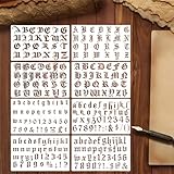 TIESOME Reusable Gothic Letter Stencils, 8 Pcs 1 and 2 Inch Old English Font Stencil Template Plastic Numbers Scrapbook for Writing Drawing Painting DIY Crafts Scrapbook Journal
