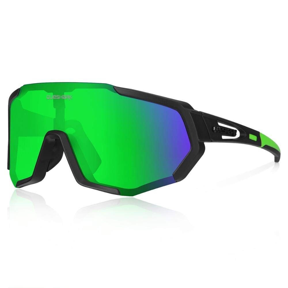 Queshark Occhiali da Ciclismo Polarizzati per Ccchiali TR90 con Montatura per Uomo Donna con 3 Lenti Intercambiabili Anti-UV400