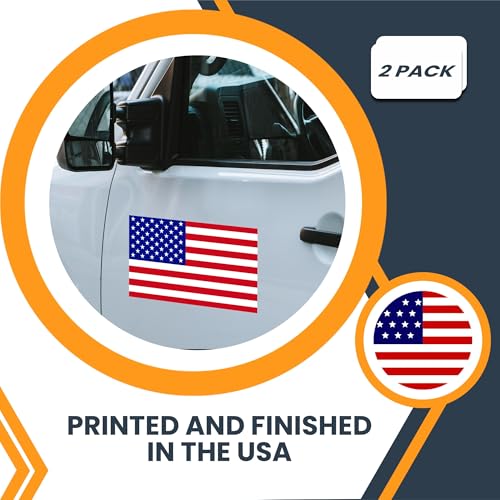 Image of Magnet Me Up American Flag Magnet Decal, 7x12 inches, 2 Pack, Red White and Blue, Heavy Duty Automotive Magnet for Car Truck SUV