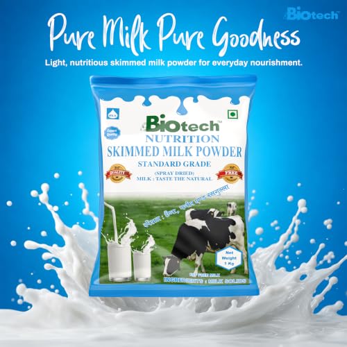 Image of Biotech Nutrition Skimmed Milk Powder Dairy Beverage Tea Coffee Cooking Bakery Ingredient Mix | 1 kg