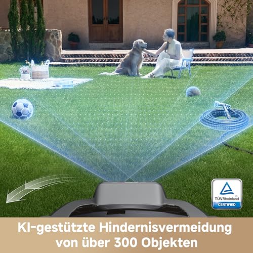 MOVA ViAX 250 Mähroboter Ohne Begrenzungskabel, Empf. 250m², KI-gestützte Kartierung, U-förmige Bahnen, Hindernisvermeidung Dual-Vision, Besserer Kantenschnitt, Für Komplexe Gelände, Appsteuerung 5