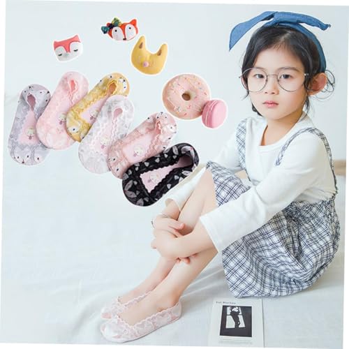 3pairs Anti-skid Cartoon Lace Low Cut Invisible Socks for Girls s - for Summer Random Colors3