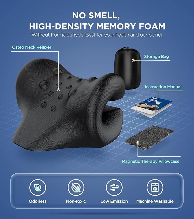 Osteo Neck Stretcher with Magnetic Therapy Cover, 2 Modes[Gentle/Strong] Pain Relief Cervical Traction Device, odorless Neck and Shoulder Relaxer, Chiropractic Pillow for TMJ Headache Spine Alignment - Image 6