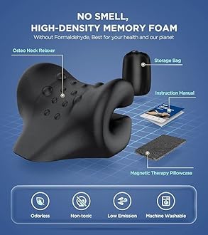 Neck Stretcher with Magnetic Therapy Cover, 2 Modes[Gentle/Strong] Pain Relief Cervical Traction Device, odorless Neck and Shoulder Relaxer, Chiropractic Pillow for TMJ Headache Spine Alignment