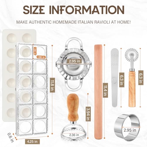 8 PCS Ravioli Maker Press, Ravioli Stamp Maker Cutter Set With Rolling Pin, Empanada Maker Press Kit with Pasta Cutter Wheel, Dumpling Maker Mold for Ravioli, Dumpling, Pierogi, Hand Pie - Thumbnail 3