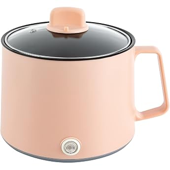 1.7L Portable Non-stick Pot Electric Multicooker with Double Power Control for Cooking Pasta Soup Porridge Dumplings Pink