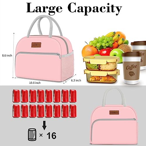 image for Coobiiya Lunch Bag for Women Men, Insulated Reusable Picnic Bag, 10.8