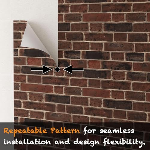 Oxdigi Brick Peel & Stick Wallpaper - Red Brick, 17.7x118in, 3D Vintage Effect, Self-Adhesive Removable - Thumbnail 4