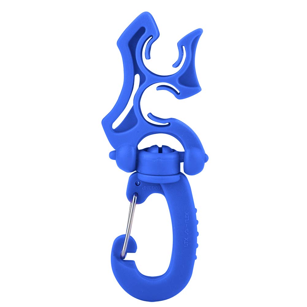 FUZHUI Diving Double BCD Hose Holder, Regulator Retainer Buckle Hook, Snap On for Stable Dive Equipment Hoses, 360° Rotatable and Foldable, Excellent Quality PP and (Blue)