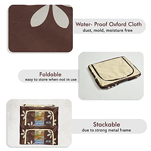 Image of Yellow Weaves Foldable Cloth Storage Box /Wardrobe Organizer 66 LTR, 2 pieces, Brown
