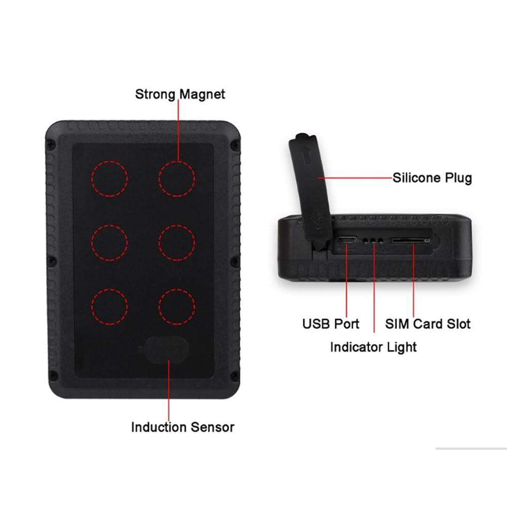 Traceur GPS Voiture,GPS Camping Car,Convient aux Voitures et Motos,Positionnement en Temps Réel,Enregistrement de L'historique avec Alarme de Vibration et de Vitesse de Chute,TK915 10 000 mAh