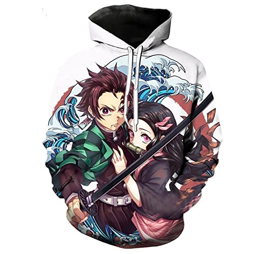 MONJI Moletom masculino com capuz Anime Boys Tanjirou Nezuko Zenitsu feminino Slayer, Multicolorido1