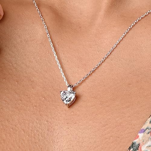 Image of Clara 925 Sterling Silver Heart Solitaire Pendant Earrings Chain Bracelet Ring for Women & Girls| Platinum Plated | Gift for her