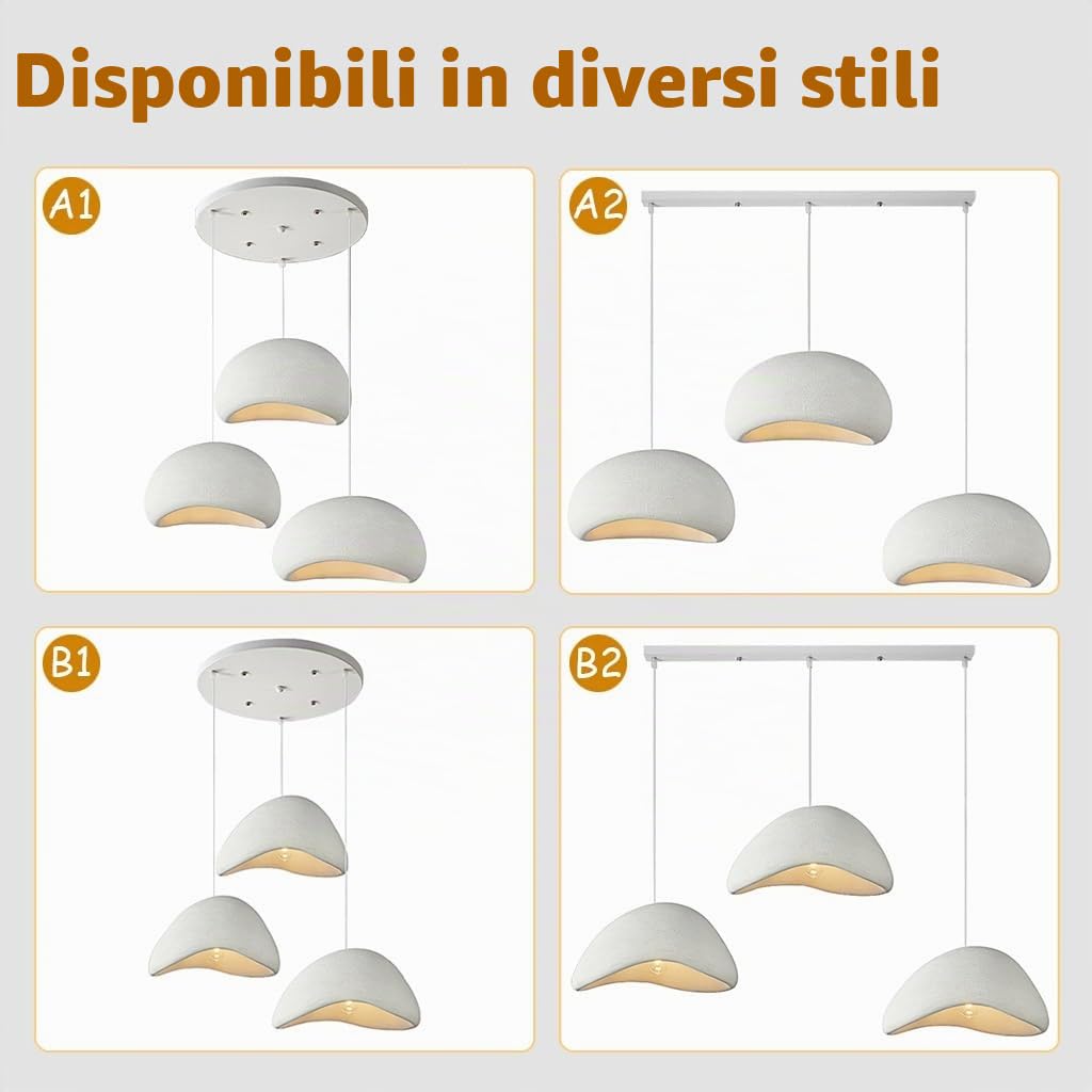 Lampada A Sospensione Creativa Wabi-sabi E27 Lampadario In Polietilene Bianco Tavolo Da Pranzo Moderno Lampada A Sospensione 3 Luci Illuminazione Interna Decorazione Domestica Regolabile(A2)