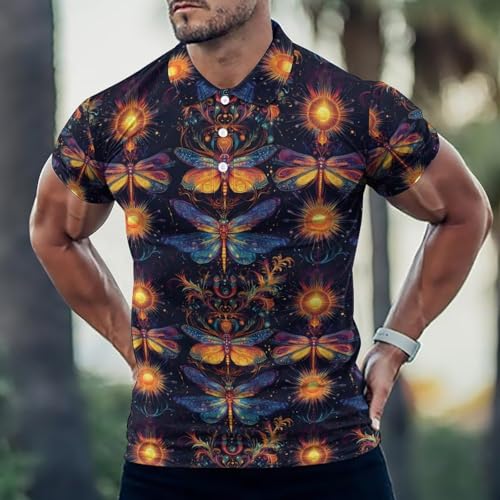 Polo de golf pour homme imprimé libellule et coupe sèche confortable - 2