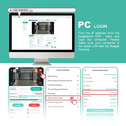 Mintion Beagle 3D Printer Camera,Mobile Remote Monitoring,360-Degree Rotation,App Link Wifi Control,Auto Backup Time-Lapse Video,32G Storage,Compatible With Most 3D Printing Machine #TOP2