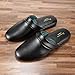 PAMIR Men's Genuine Leather Scuff Slippers with Memory Foam Insole and Leather Outsole Size US 11 M Black