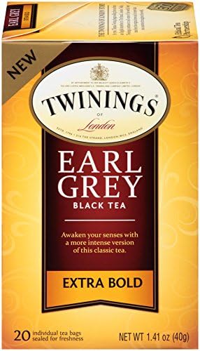 Twinings Earl Grey Extra Bold Individually Wrapped Black Tea Bags, 20 Count Pack of 6, Caffeinated, Flavoured with Citrus and Bergamot