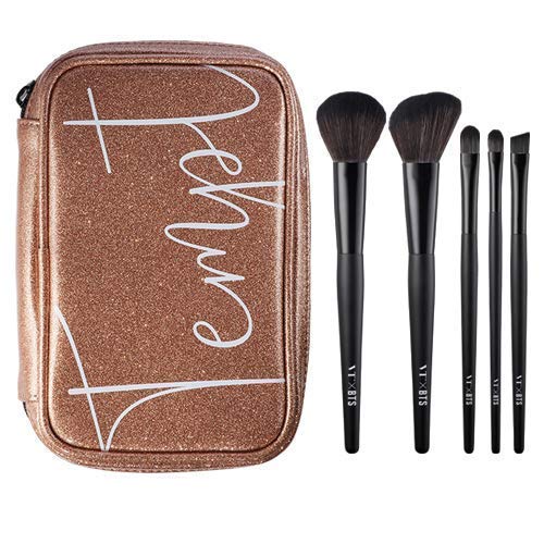 VT X BTS Get Ready Brush Kit 5pcs - Makeup Brushes Set with Case Bag for Powder Blending Shading Eye Shadow Liner