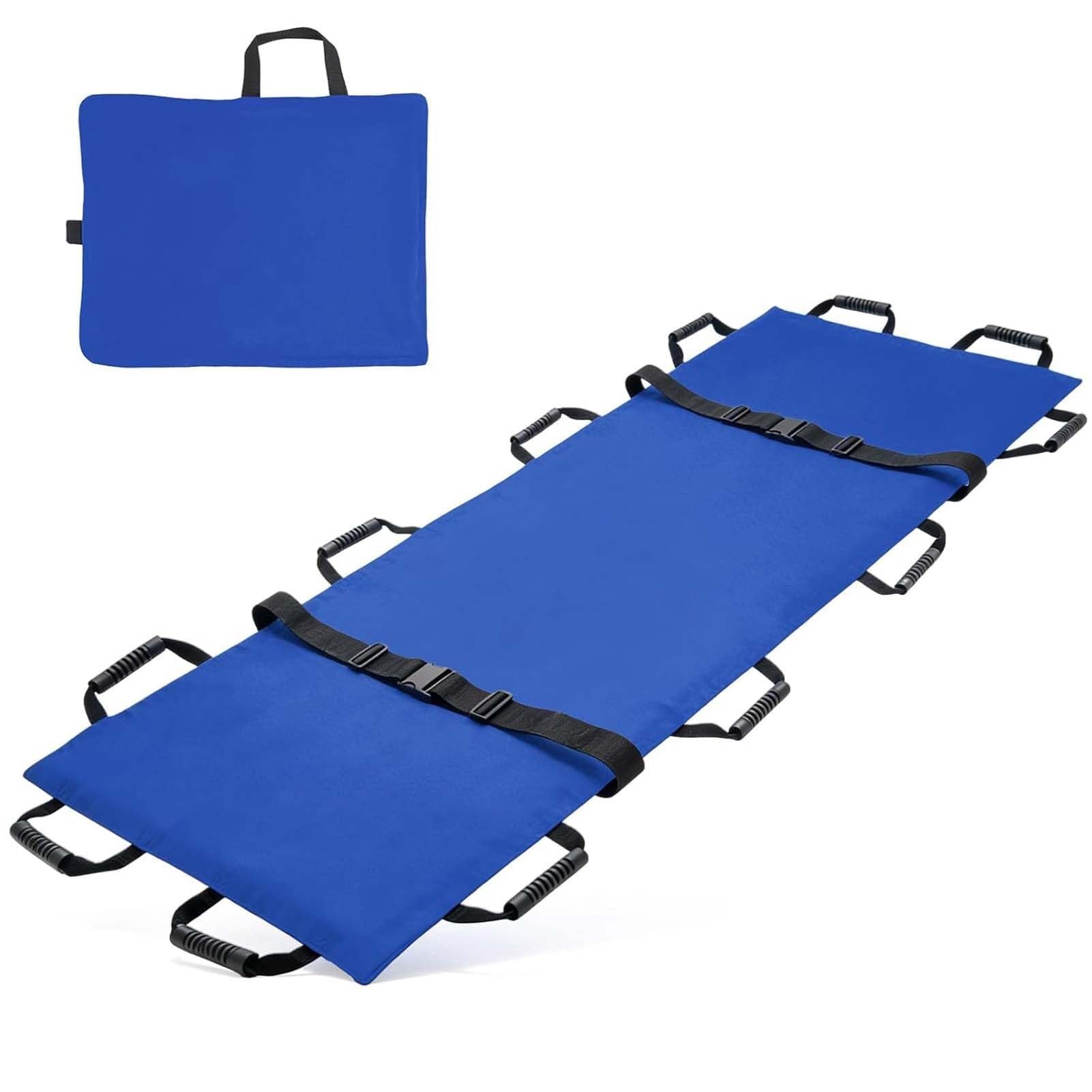 SGKOMN Portable Transport Stretcher with 12 Rubber Handles & Carrying Bag – Dog Stretcher & Gurney, Patient Animal Mover for Emergency Casualty Evacuation, 400lbs Capacity, Blue