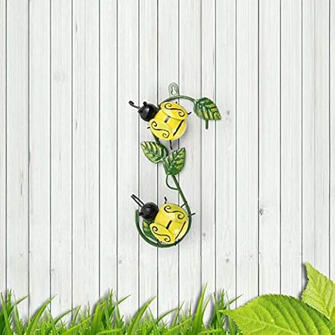 Metal Bee Wall Decor On Branch Wall Sculpture Art for Fence Patio Wall,10.82 x 5.31 inches Cover