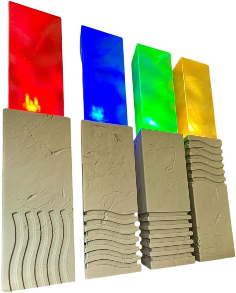 Fifth Element Stones LED Light Set, Remote Control, 3D Printed Movie Prop Replicas, 4-Piece Collection