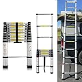 10.5ft/3.2m Telescoping Ladder Extension Portable Telescopic Ladder with EN131 Certificate Max Load 150kg/330lb