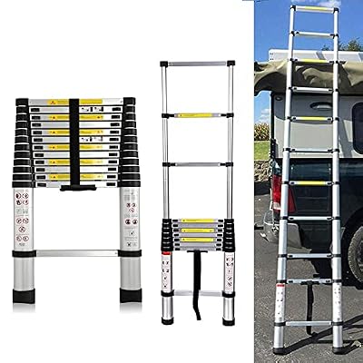 10.5ft/3.2m Telescoping Ladder Extension Portable Telescopic Ladder with EN131 Certificate Max Load 150kg/330lb