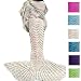 DDbest Mermaid Tail Blanket for Kids, Teens and Adult, Handmade Wave Blankets Crochet Knitting, White