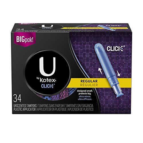 U By Kotex Click Compact Tampons, Regular Absorbency, 34 Count