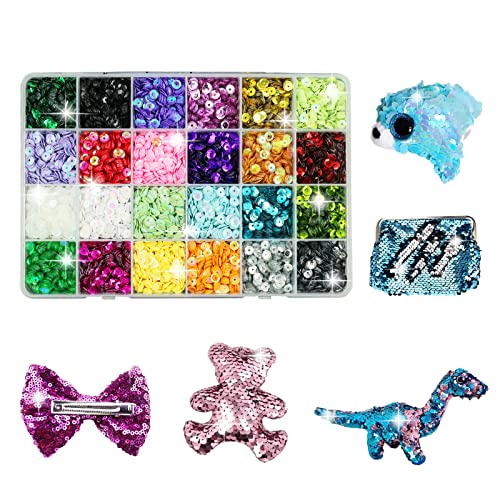 FRUHLING 24 couleurs paillettes bricolage avec boîte de 5 mm en vrac paillettes colorées paillettes coupe arc-en-ciel tasse à paillettes pour bricolage artisanat