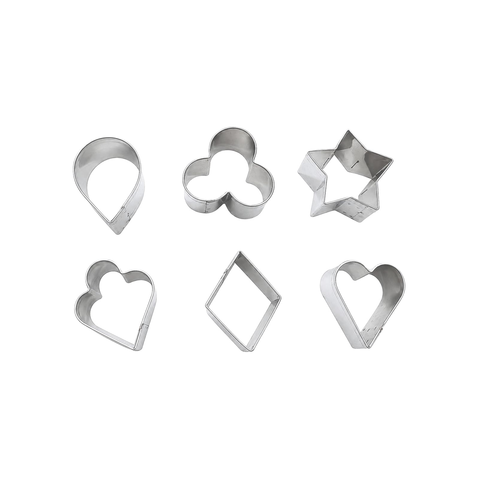Metal Cookie Cutter Set of 6 for Baking, Biscuit and Fondant Cutter Shapes for Cakes, Chocolate and Dough, Cookie Mould Kitchen Baking Tool, Medium 4 to 5 cm, Silver-image-43