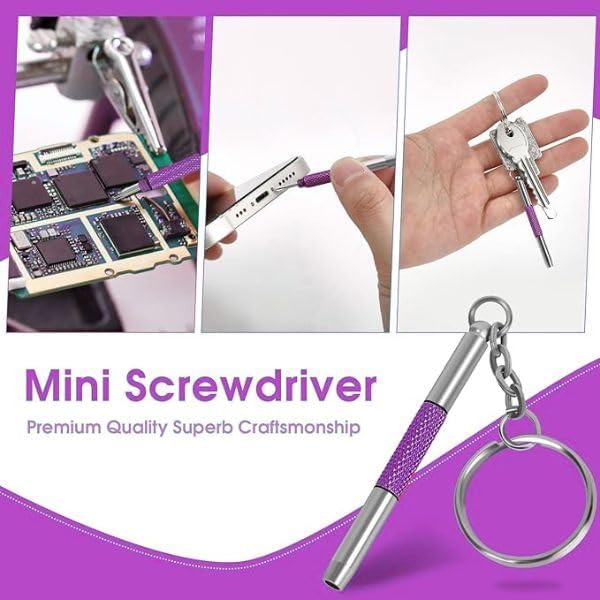 Miniatura 3 de UNEAK - Kit de reparación de destornilladores de lentes púrpura Precisión 3 en 1 Mini Destornilladores Llavero Gafas, Gafas de Sol, Gafas de Sol,