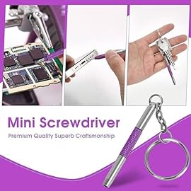 UNEAK - Eyeglass Screwdriver Repair Kit Purple Precision 3 in 1 Mini Screwdrivers Set Keychain Glasses, Sunglasses, Sunglass, Watch, Electronics, Eyeglasses, Flat Head, Phillips, Hex