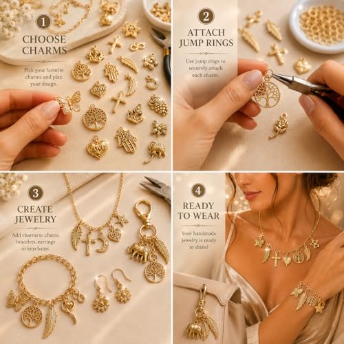 Image of Street27 DIY Jewelry Making Charms Set | Assorted Pendant Charms for Bracelets, Necklaces, Earrings, Keychains & Craft Projects | Mixed Designs for Jewelry Making Supplies