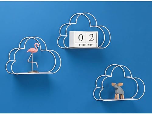 Miniatura 5 de Estante de almacenamiento de metal con forma de nube, estantes de pared flotantes, estantes de almacenamiento de hierro, organizador de decoración