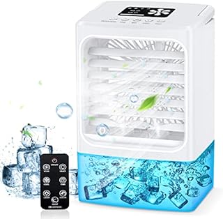 Portable Air Conditioner, Upgraded Personal Mini Air Conditioner Fan Evaporative Air Cooler Small Desk Fan with Remote Controller, Timer, Handle, Air Circulator Misting Fan for Home, Bedroom - White