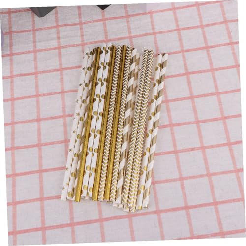 Pitillos de papel biodegradables con diseño de corazones dorados miniatura 4
