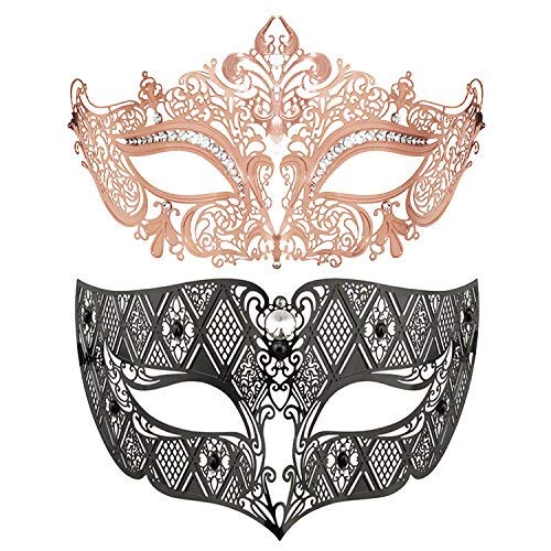 Image of Coddsmz Couples Venetian Masquerade Mask Set Luxury Style Princess Party Mask for Couples Women and Men Mardi Gras Masks
