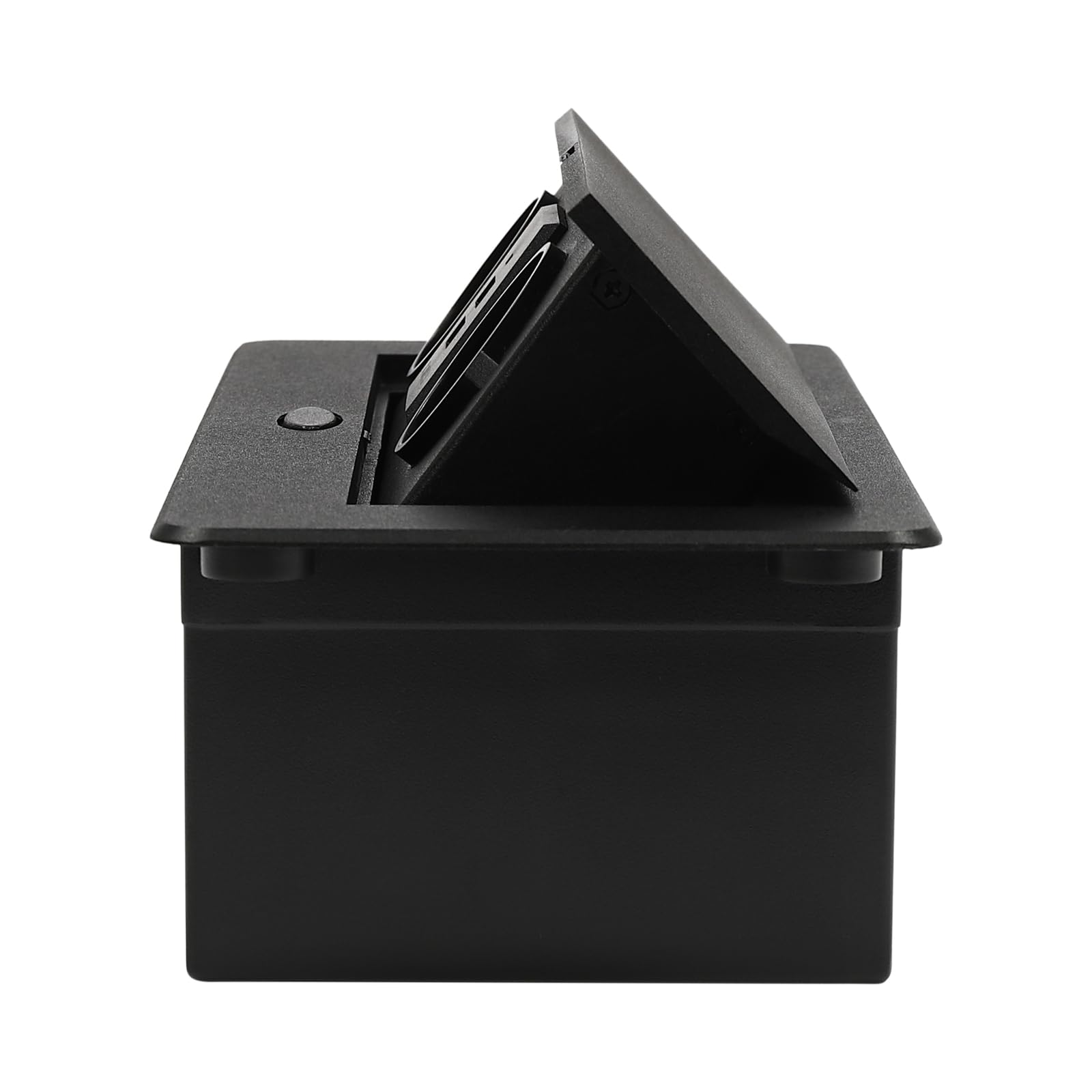 Gniazdko do zabudowy, wpuszczane, 2 przegrody z 2 USB, do zabudowy, blat roboczy z pokrywką, czarne, gniazdko meblowe, składane do kuchni/biurka/stołu warsztatowego, 26,6 x 11,8 x 0,3 cm