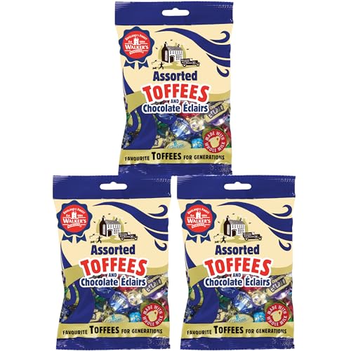 Walkers' Nonsuch Assorted English Toffees & Chocolate Éclairs – British Candy Mix with English Creamy Toffee, Milk & Dark Chocolate Covered, Banana Split & Eclairs – 5.29 Oz (Pack of 3)