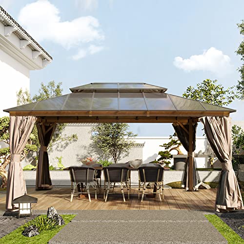 Domi 12' X 16' Hardtop Gazebo with Polycarbonate Double Roof,