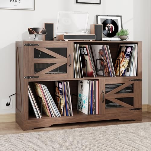 VAXZOFI 47 Inch Large Record Player Stand with Vinyl Storage, 500+ Vinyl Record Storage Cabinet...