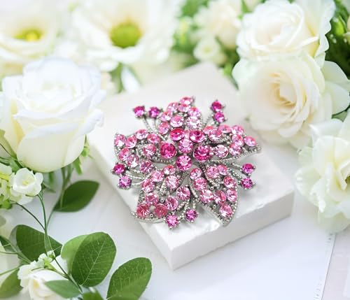 Image of Gyn&Joy Womens Crystal Rhinestones Lily Floral Wedding Flower Brooch Pins