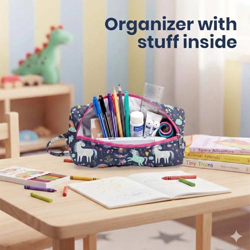Image of Multipurpose Travel Organizer | All-in-One Compact Durable, Lightweight, Waterproof, Bag | Travel Friendly Pouch | Ideal for Stationary, Diaper, Medicines (Fairy Tale Print)