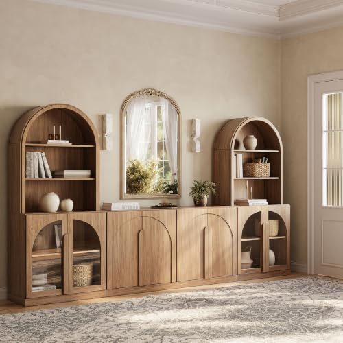 Image of BELLEZE Bijou 126 inch Wall Unit 6-Piece Modular TV Stand - Camel