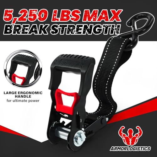 Image of Retractable Ratchet Straps 4 Pack, 1.5in x 15ft Motorcycle Tie Down Straps