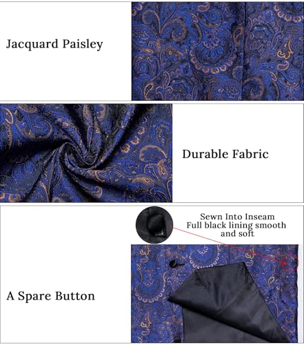 Image of DiBanGu Mens Paisley Suit Vest Silk Jacquard Waistcoat and Necktie Set Formal Shawl Collar Dress Vest 7PCS for Wedding Party