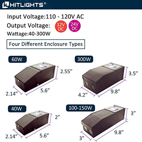 Image of HitLights 300W Magnetic Dimmable LED Driver, 120V AC to 12V DC Transformer